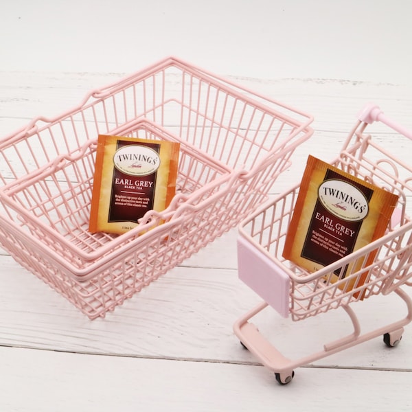 Pure Pink Mini shopping cart | Mini shopping basket | Large shopping basket | shopping cart toy | washi tape holder | stationery holder