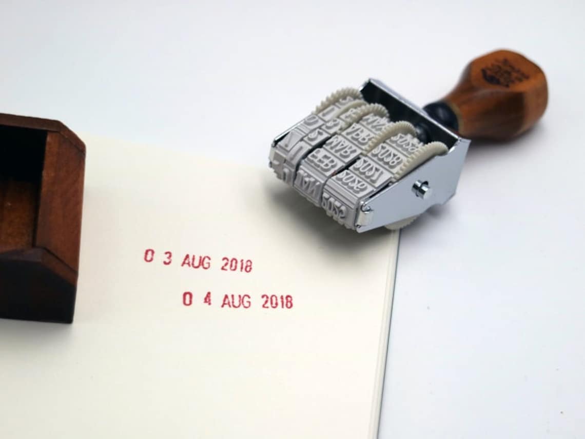 Vintage wood date stamps Old Date Stamper Hand stamp ins Etsy Polska