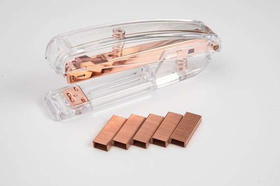 Clear Acrylic Stapler Rose Gold Staples Refill Rose Gold Stapler