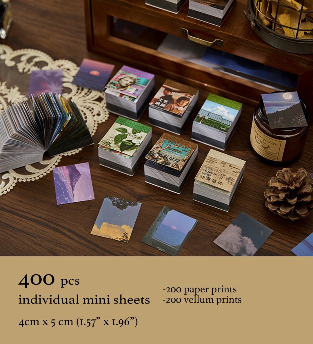 400 Sheets Mini Paper Booklet | Assorted Pattern Plant Letter Vintage ...