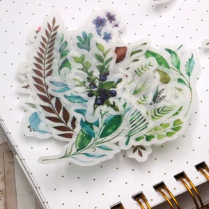 60 stuks botanische aquarel bloemenstickers gestanste washi-stickers met bloementhema M02