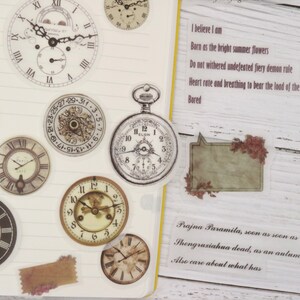 Washi Stickers | 60pcs Clock Themed , Time Round Gear Clock Antique ...