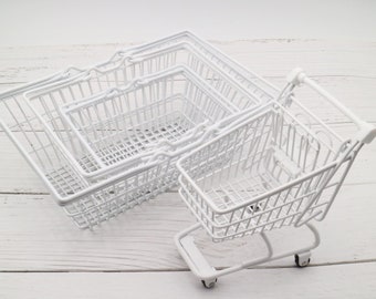 Mini-Einkaufswagen-Set Mit 2 Wagen, Kühlschrank, Kasse, 100 Lebensmitteln & Mehr – Metall & Kunststoff – Perfekt