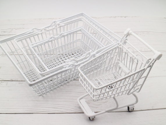 Mini shopping cart | Mini shopping basket | shopping cart toy  | desk deco | washi tape holder | stationery holder