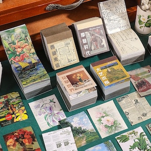 400 hojas mini folleto de papel / patrón variado carta de flores estilo vintage arte anuncios modernos cartel papel vitela collage efímero Y02