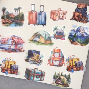 30 stuks PET-campingstickers | PET-stickers | Reistassticker | Sticker campingtent