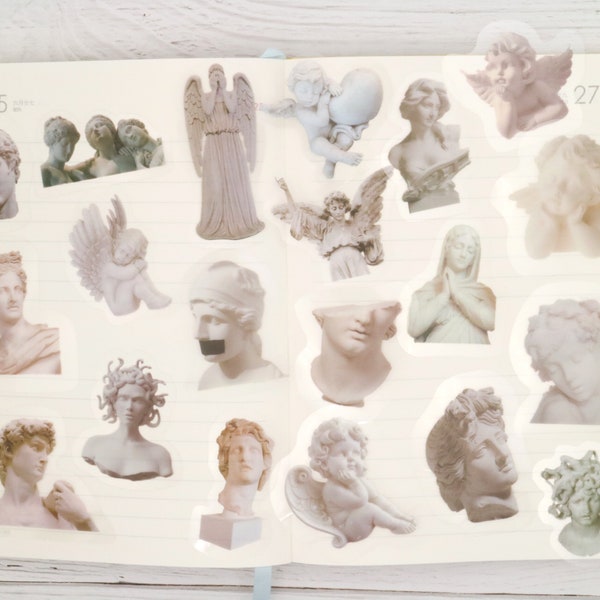 PET plastic sticker | statue Goddesses Ancient Roman Statue Angel statue themed PET plastic sticker transparent Die Cut Stickers