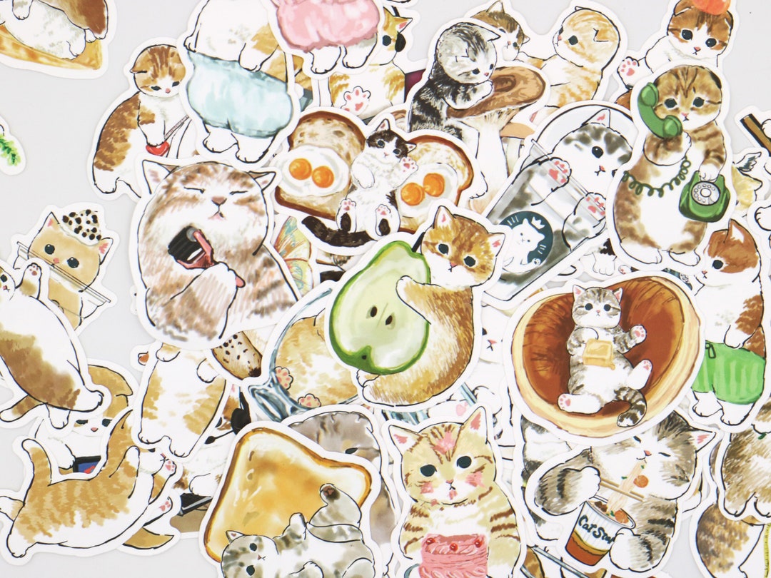 Comfortable Cat Sticker 50 Pcs | Lots Cat Pet Sticker | Cute Cat Stickers | Waterproof Sticker ...