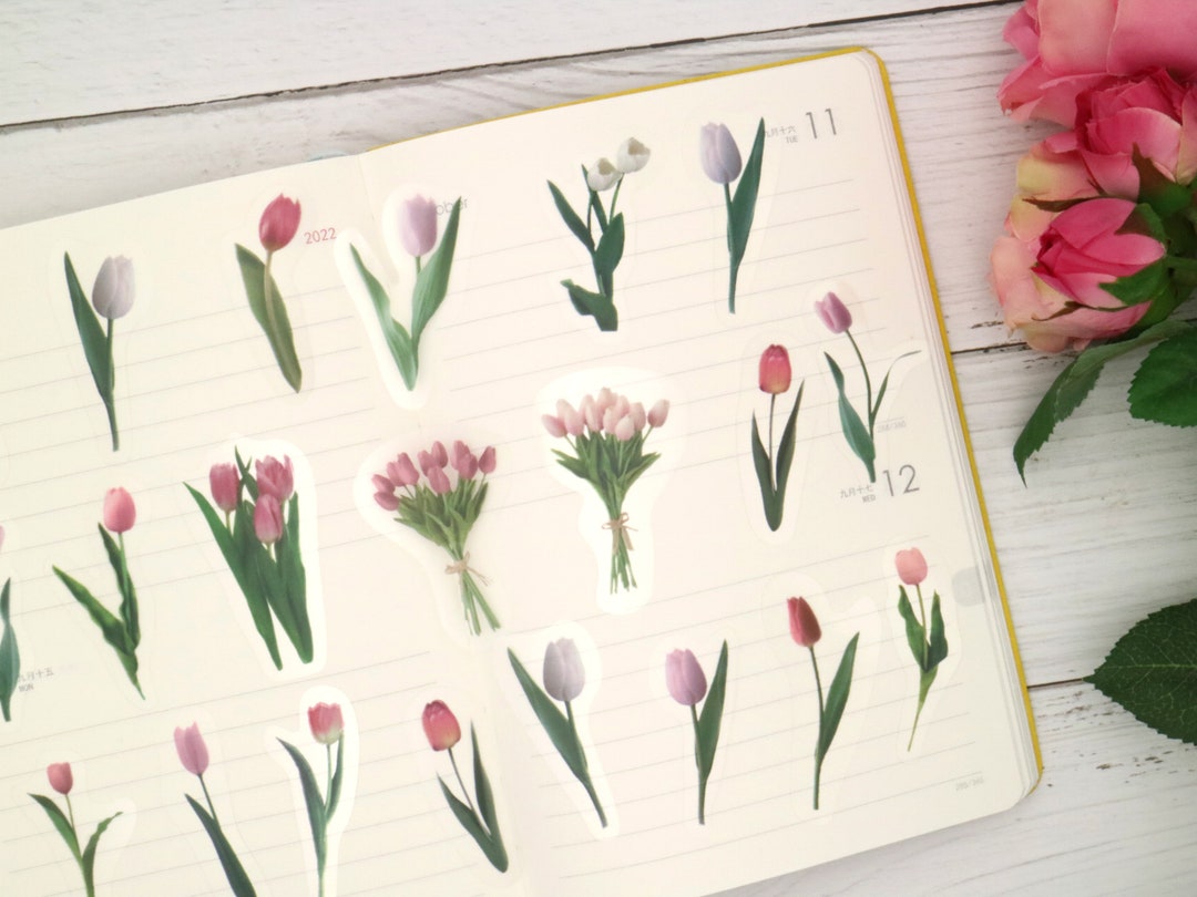 Tulip PET Plastic Sticker | Tulip Flower Floral Themed PET Plastic ...