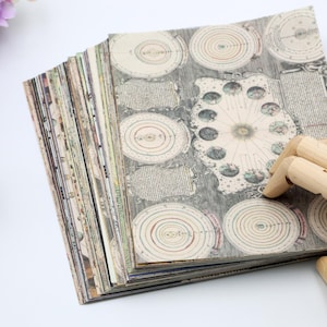 100 stuks | pak verschillende papierblokken in, nature moon space galaxy planet paper, collagepapierset