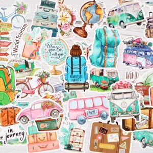 Confezione da 50 adesivi per viaggi all'aperto / adesivi per avventure di viaggio / adesivi per viaggi in bicicletta