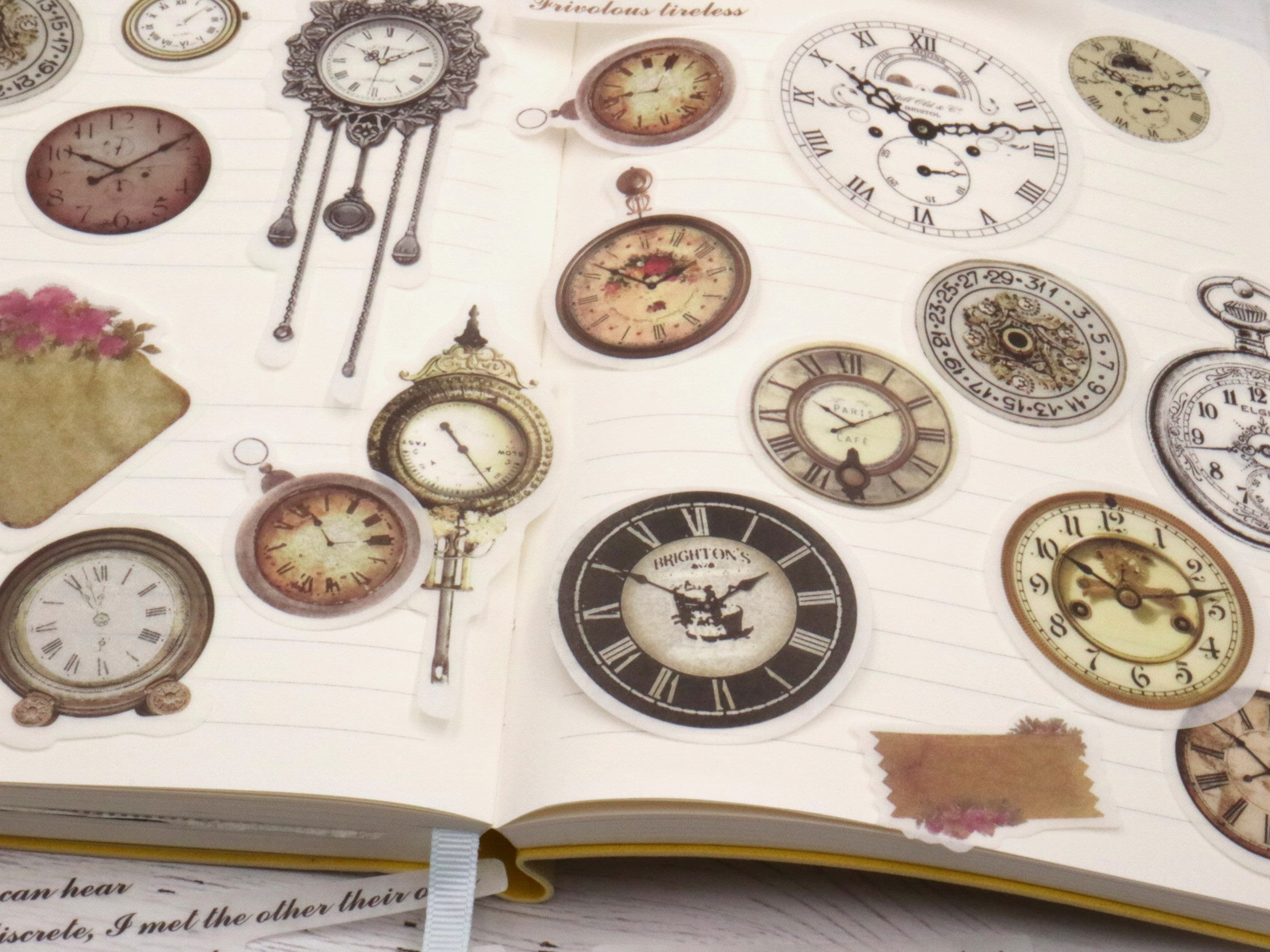Washi Stickers | 60pcs Clock Themed , Time Round Gear Clock Antique ...