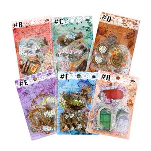 PET sticker | flower clock bottle key frame door themed PET  transparent PET Sticker