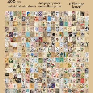 400 Sheets Mini Paper Booklet | Assorted Pattern Plant Letter Vintage ...