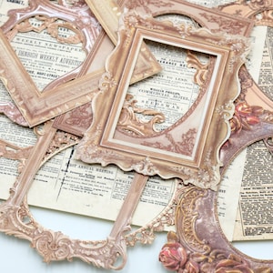 Vintage geschnitzte Rahmenkarte | 10 Stück/Packung Vintage Bilderrahmen Bordüre gestanzte Junk Journal Papier