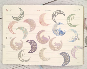 Crescent Moon die-cuts, lace moon paper | Junk Journaling Paper crafting punching