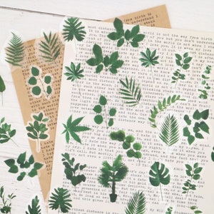 Fern PET plastic sticker | plant leaves fern botanical themed PET plastic sticker transparent Die Cut Stickers