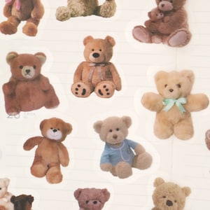 Adesivo de plástico PET de urso | Adesivo de plástico PET com tema de urso de pelúcia, adesivos transparentes recortados