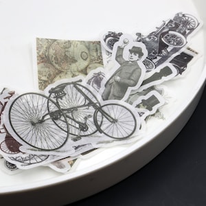 60 Stück Retro Gentleman Kutsche Aufkleber Themen Auto Vintage Sachen Washi die-cut Aufkleber