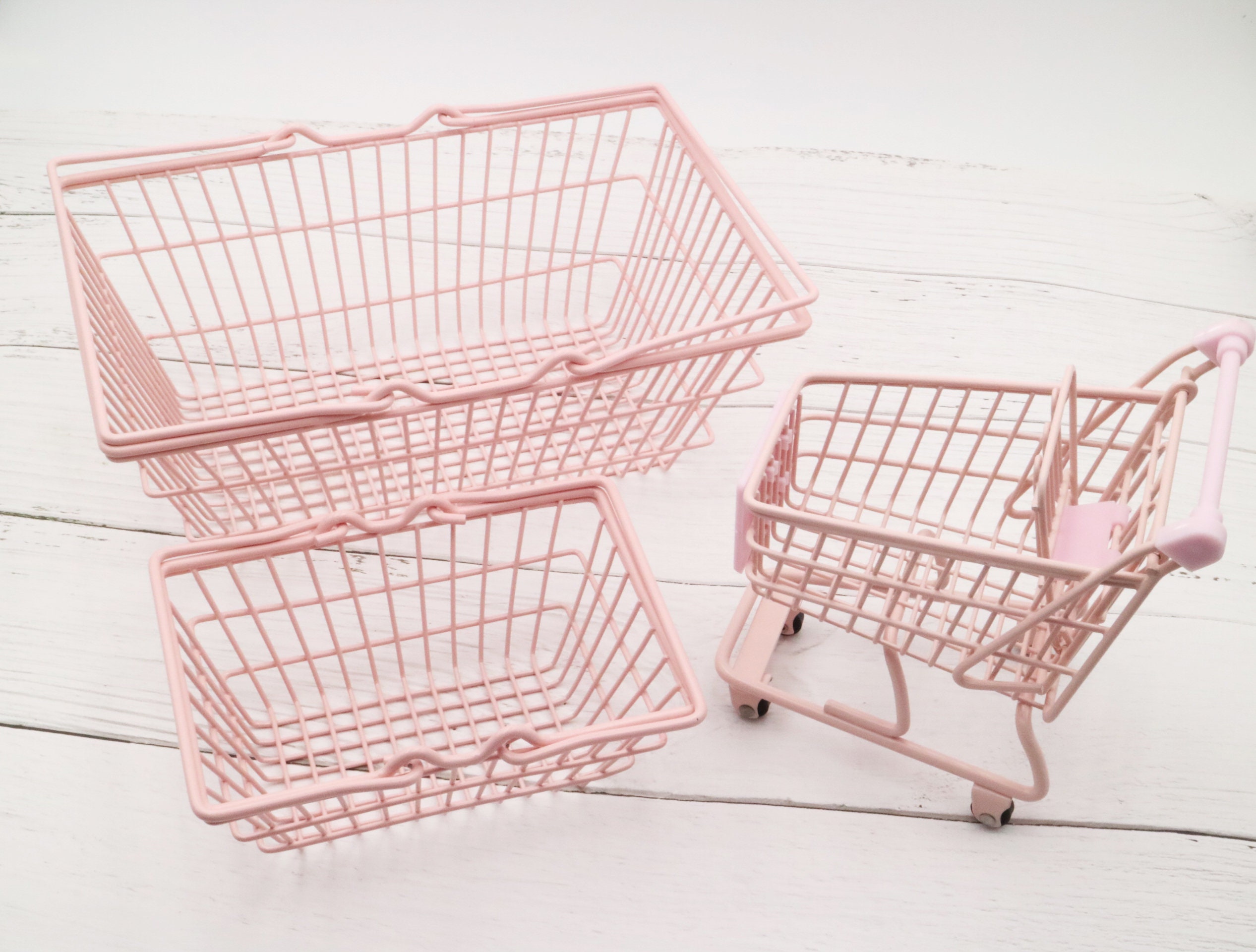Mini Einkaufswagen pur Pink | Mini Einkaufskorb | Großer Einkaufskorb | Einkaufswagen Spielzeug | washi tape halter | Schreibwaren Halter