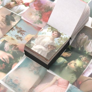 400 fogli mini libretto di carta / modello assortito bellezza donne galleria d'arte carta velina effimera collage Y02