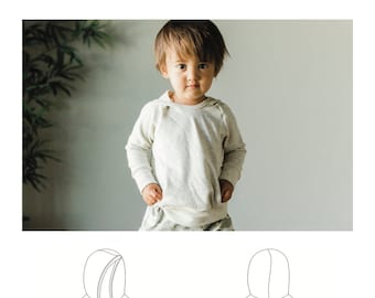 Seaside Hoodie PDF Schnittmuster - einfach Baby, Kleinkind und Kinder Sweatshirt-Muster