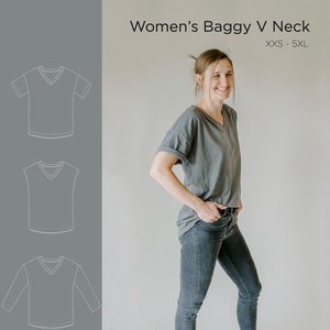 Women's Baggy V-Neck Tee Sewing Pattern