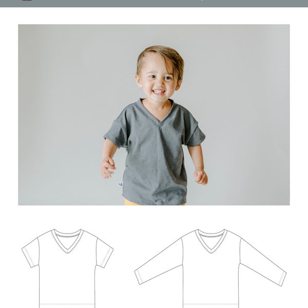 Kid's Baggy V-Neck Tee Sewing Pattern