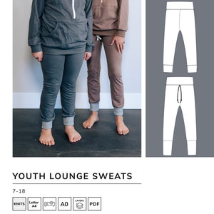 Youth Lounge Sweats - PDF Sewing Pattern - Etsy
