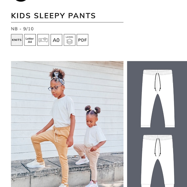 Pantalon endormi pour enfants - Patron de couture PDF