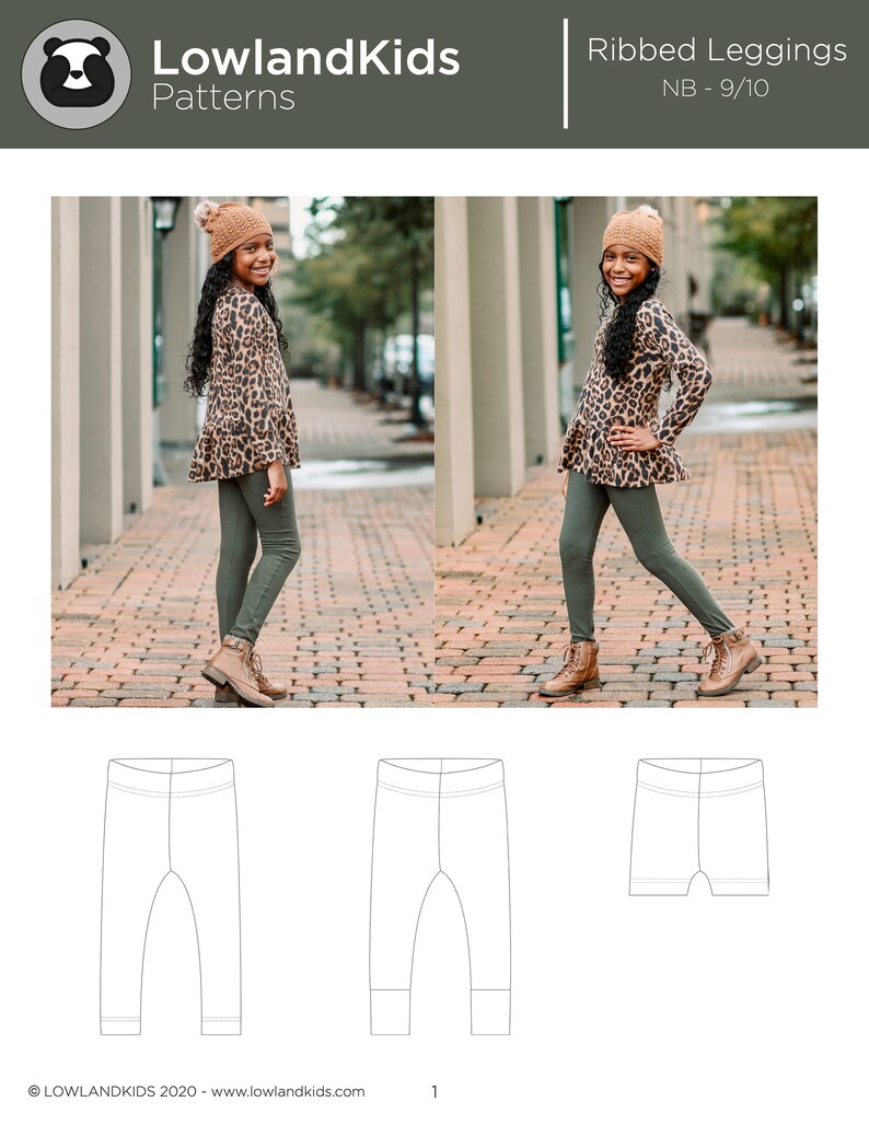 Gerippte Leggings PDF Schnittmuster - Mädchen Hose Schnittmuster für Baby, Kleinkind und Kinder. Bild 3