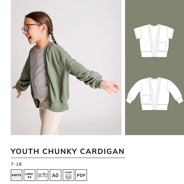 Youth Chunky Cardigan - PDF Sewing Pattern