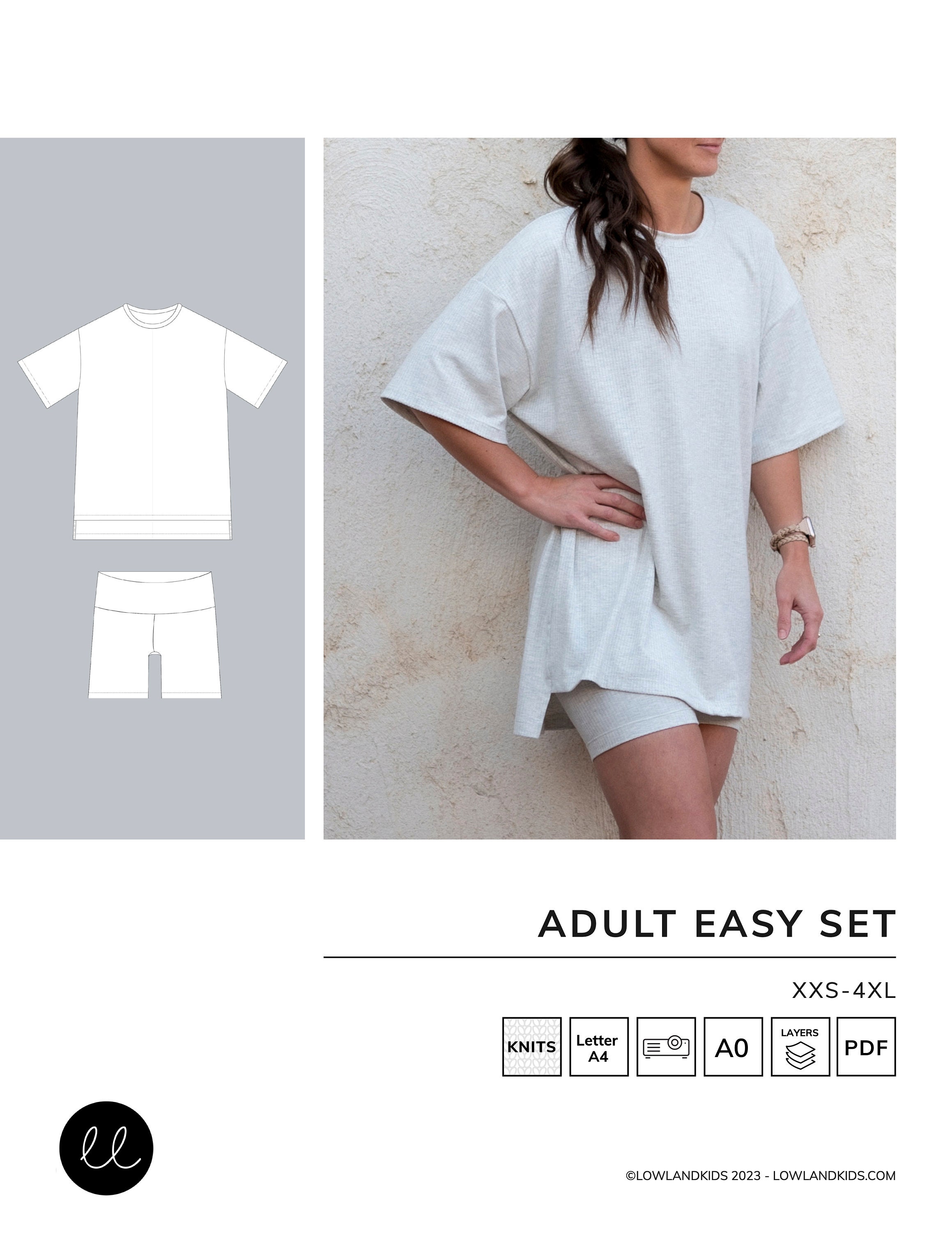 Adult Easy Set Sewing Pattern | Top and Bottom 2-in-1 Set - Etsy