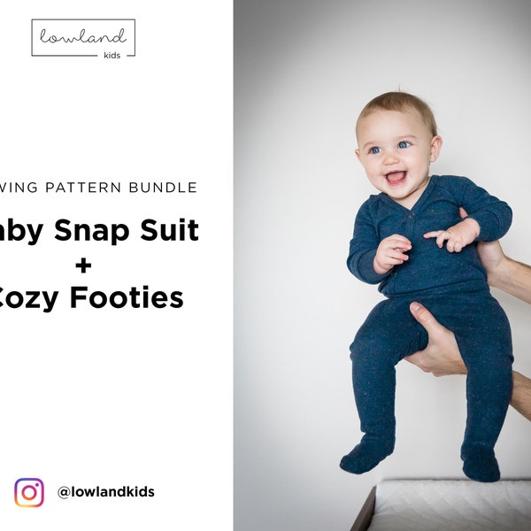 OUTFIT BUNDLE - Baby Snap Suit + Cozy Footies PDF Schnittmuster. Kimono Style Bodysuit. Schlafanzug für Kleinkinder, Kleinkinder, Kinder.