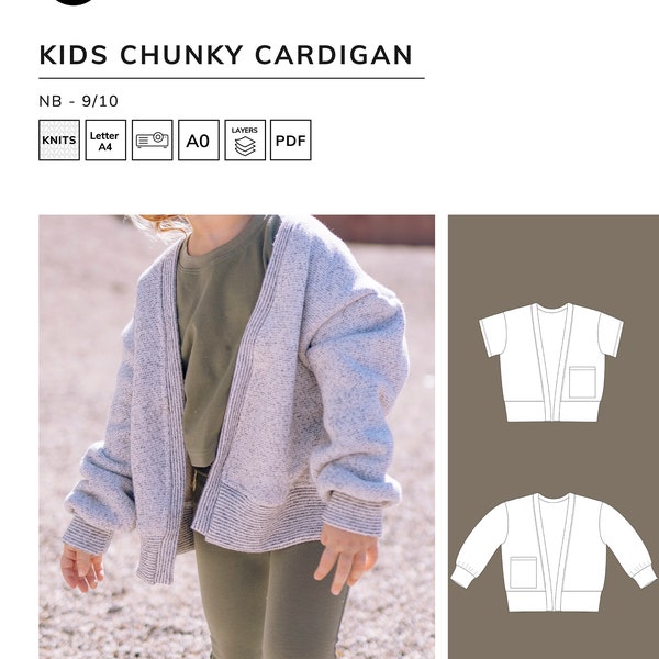 Kids Chunky Cardigan - PDF Sewing Pattern