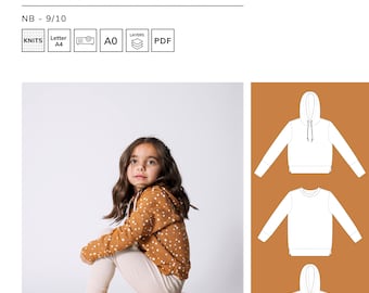 Kids Set in Sweater PDF Sewing Pattern - Hoodie Sewing Pattern for Babies and Kids, Unisex Sweatshirt