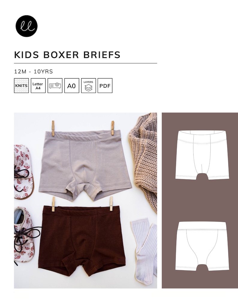 Boxer per bambini Cartamodello PDF per biancheria intima fai-da-te immagine 1
