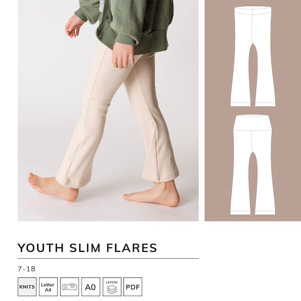 Flares slim pour jeunes - Patron de couture PDF