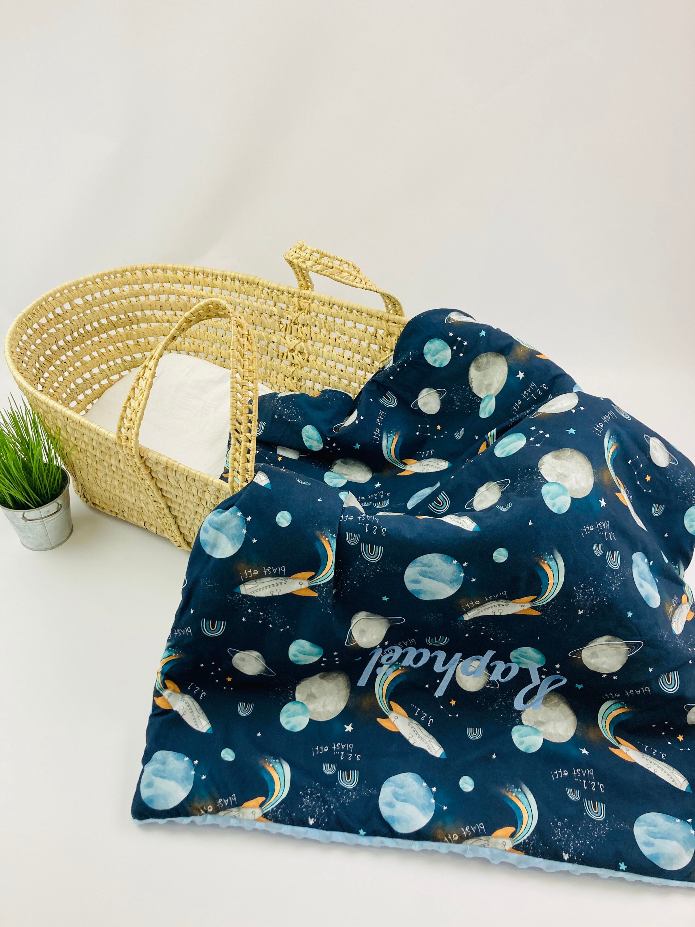 Couverture Brodée en Coton et Minky Pour Bébé