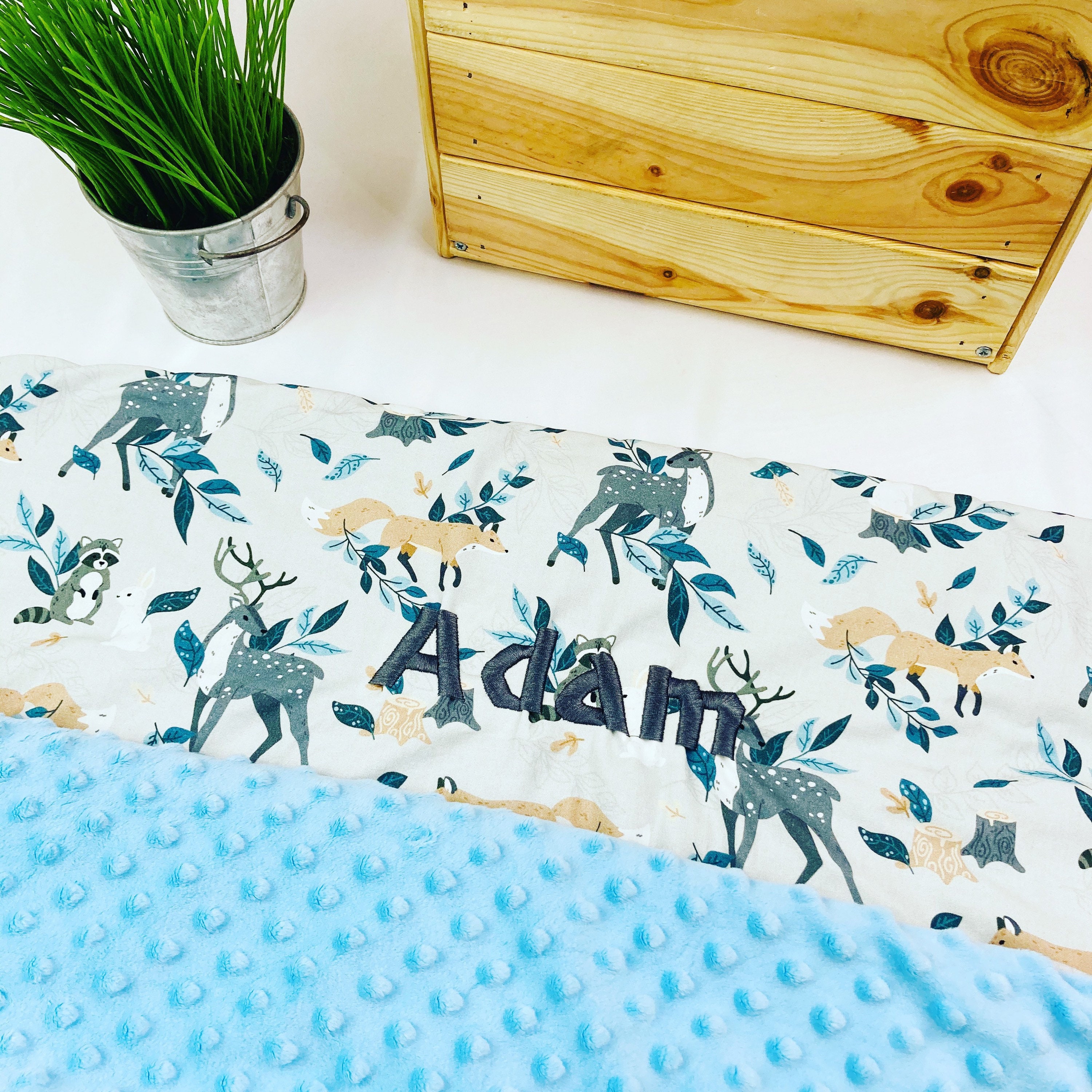 Couverture Personnalisé Pour Bébé en Coton Motif Animaux de La Forêt