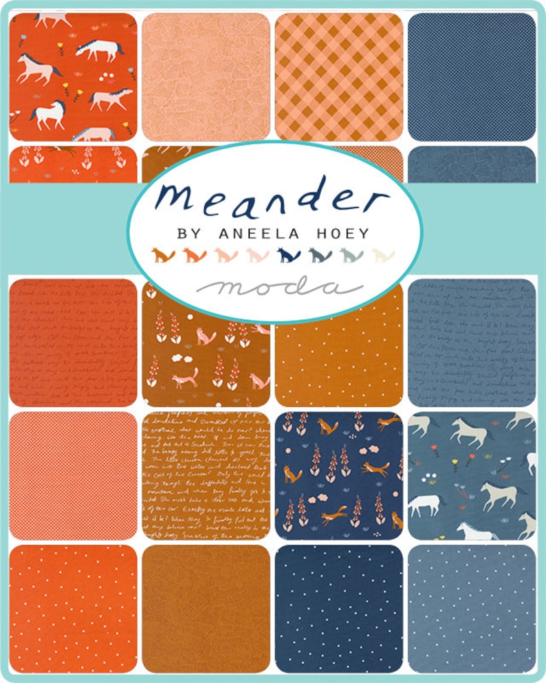 MEANDER by Aneela Hoey for Moda Fabrics 24580-12 Horses Peach 1/2 Yard Increments, Cut Continuously image 3