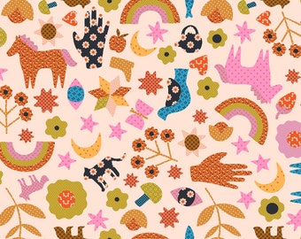 Meadow Star by Alexia Abegg for Ruby Star Society - Applique Menagerie RS4097-14 Peach 24&quot; x 44&quot;
