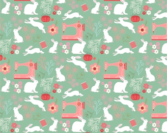 Poppies Patchwork Club von Poppie Cotton - PP23602 Beatrix Mint - 1/2 Yard Schritte, fortlaufend geschnitten