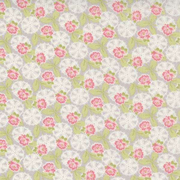 Cottage Linen Closet by Brenda Riddle for Moda Fabrics - 18733-15 Lacey Daisy Pebble - 1/2 Yard Increments, Cut Continuously