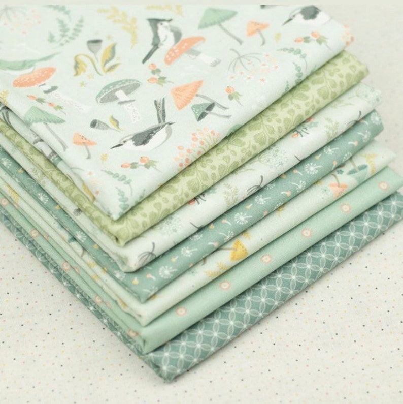 Cut Continuously WS20309 Mushroom Toss Peach WOODLAND SONGBIRD by Poppie Cotton 12 Yard Increments