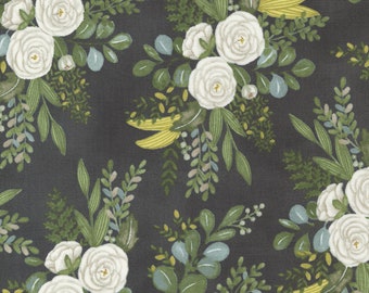 HAPPINESS BLOOMS by Deb Strain for Moda Fabrics - All Over Floral 56051-13 Slate - 1/2 Yard Increments, Cut Continuously