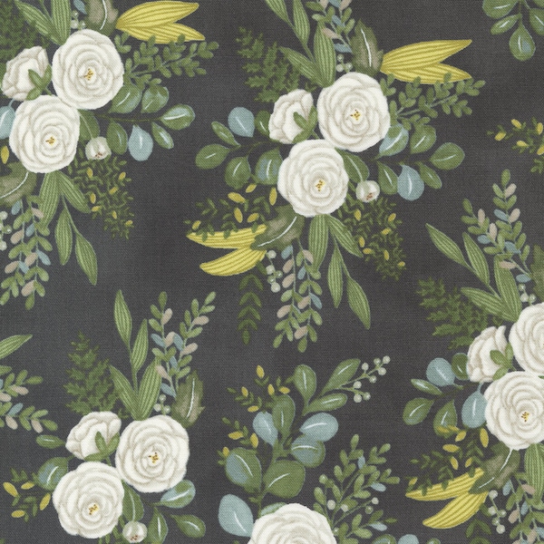 HAPPINESS BLOOMS by Deb Strain for Moda Fabrics - All Over Floral 56051-13 Slate - 1/2 Yard Increments, Cut Continuously