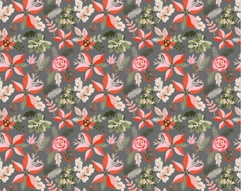 Snuggle Up Buttercup by Poppie Cotton - SB21609 Poins & Pines Gray - 1/2 Yard Increments, Cut Continuously
