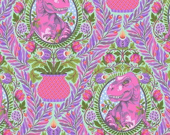 Brullen! door Tula Pink voor Free Spirit Fabrics - PWTP222 Tree Rex Mist - stappen van 1/2 Yard, continu gesneden