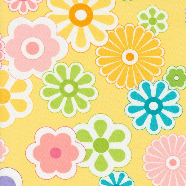 On The Bright Side by Me and My Sister Designs for Moda Fabrics - Flower Burst 22460-16 Lemon - 1/2 Yard Increments Cut Continuously